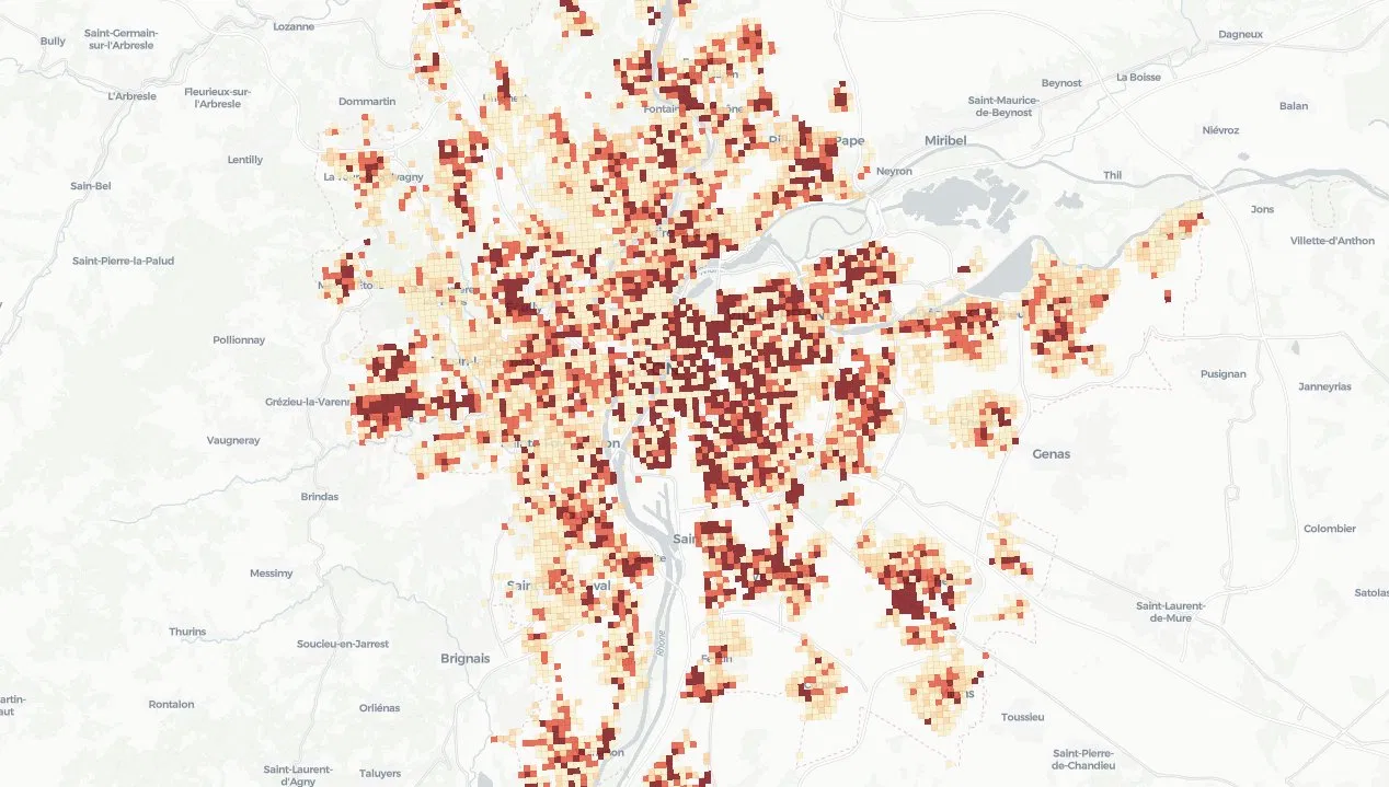 Carte VELODIT synthétique des priorités cyclables sur la Métropole de Lyon